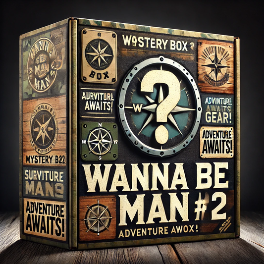 Wanna Be Man Mystery Box with tactical gear design, adventure awaits text.