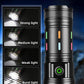 6500Lm Laser LED tactical flashlight with five lighting modes and IPX6 water resistance.