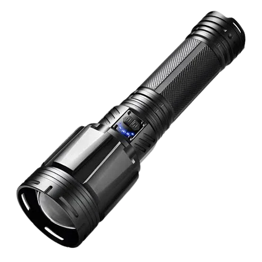 15000lm Ultimate Torch with ultra-bright beam, waterproof rugged design.