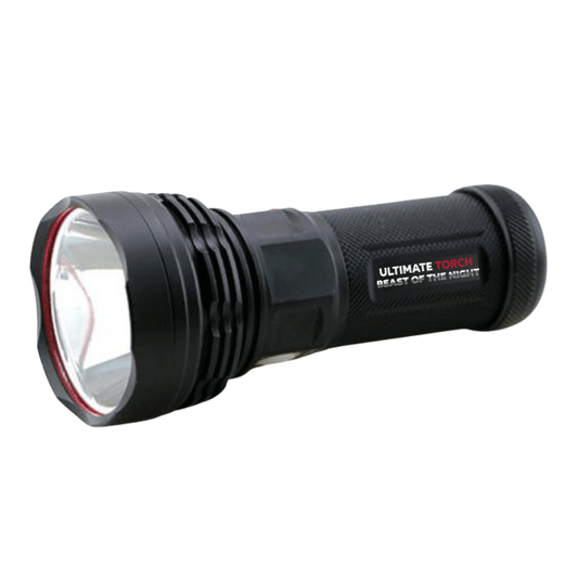 4500lm Ultimate Torch Beast Of The Night flashlight with 900m beam range for security and camping.